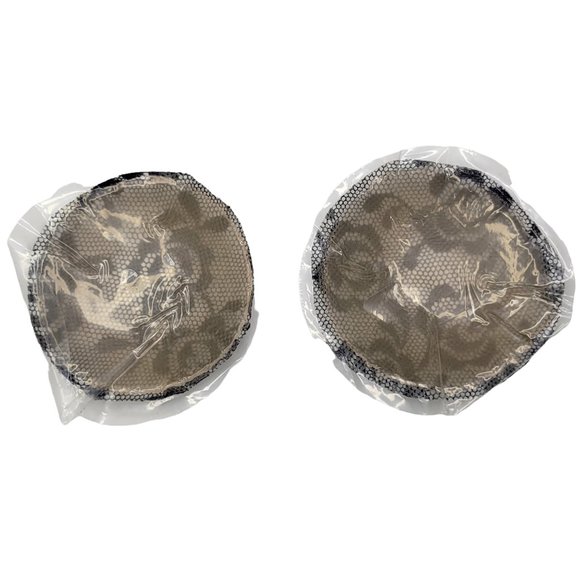 Lace Silicone Pasties Round Shaped Nipple Covers - Black - Picture 2 of 4